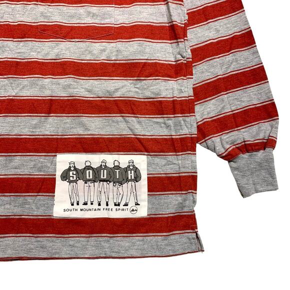 South Mountain VTG 80s College Sportswear Striped Long Sleeve Shirt Large - Picture 3 of 4